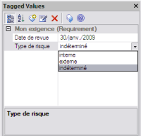 tagged value liste predefinie